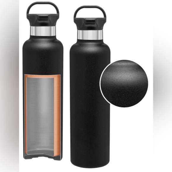 Black Stainless Steel Water Bottle H2go Insulated Grab and Go Thermos 24 Fl oz - Picture 2 of 7